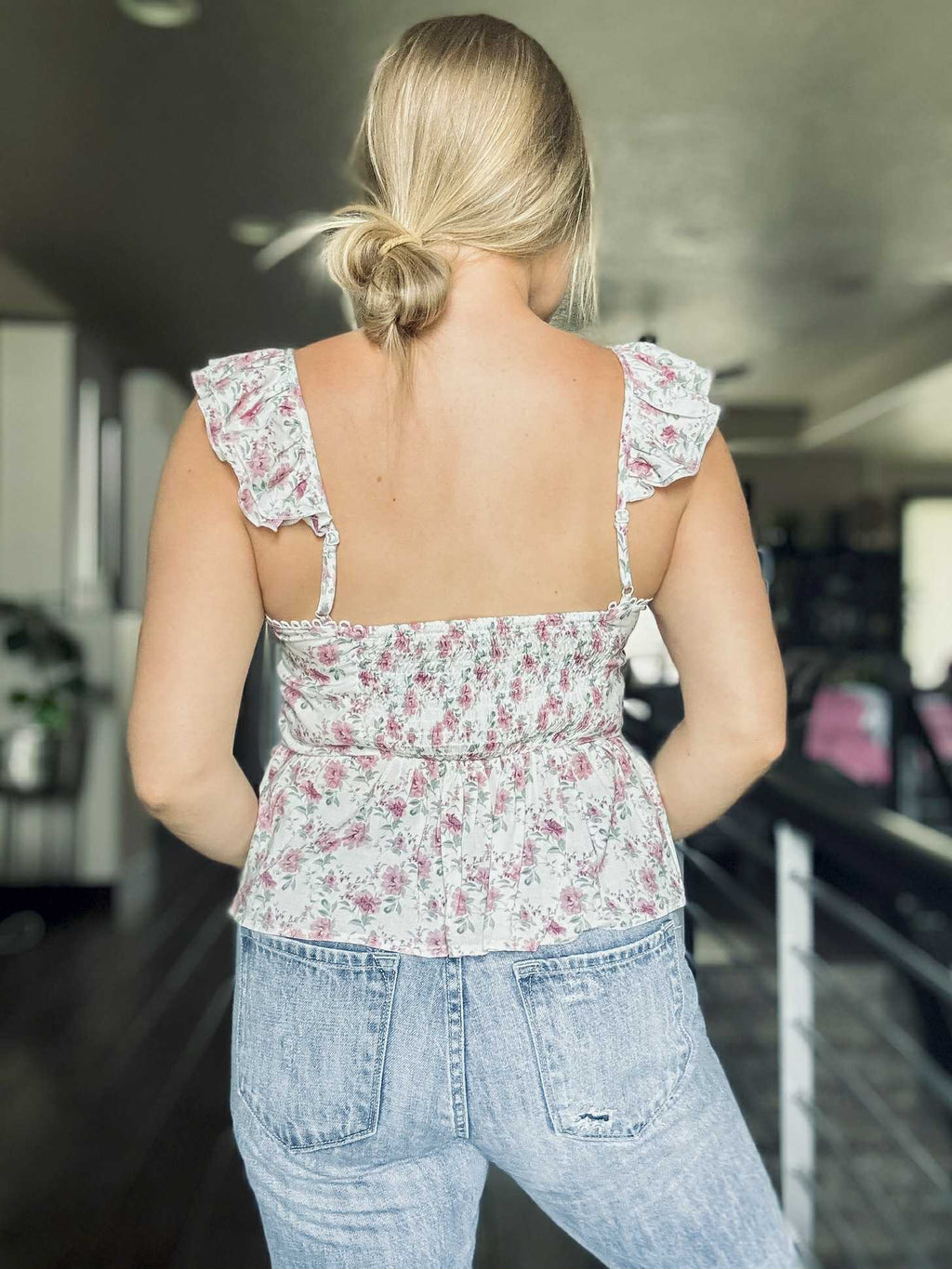 Sicily Floral Peplum Tank - SIZE MEDIUM