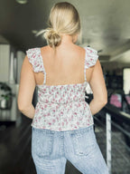 Sicily Floral Peplum Tank - SIZE MEDIUM