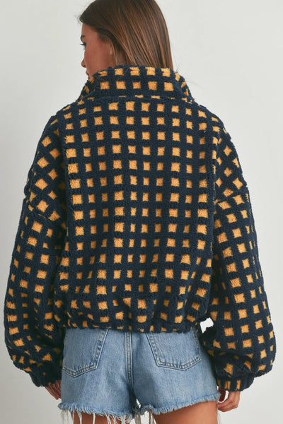 Vallie Fuzzy Sherpa Jacket - Navy