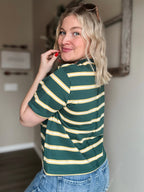 Laidback Striped Boxy Tee - Green