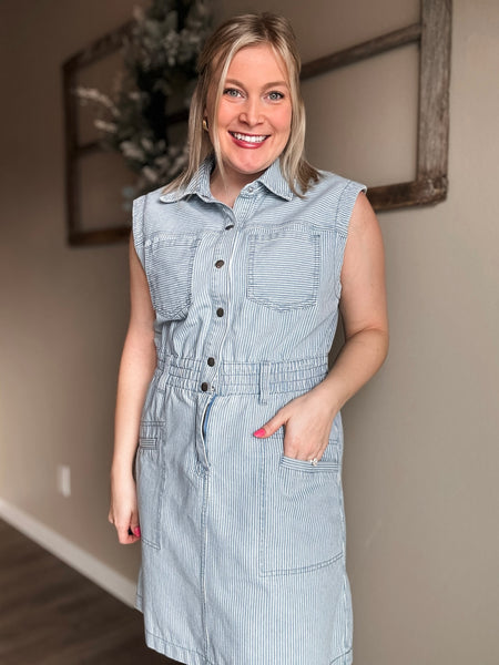 Aliza Stripe Denim Dress