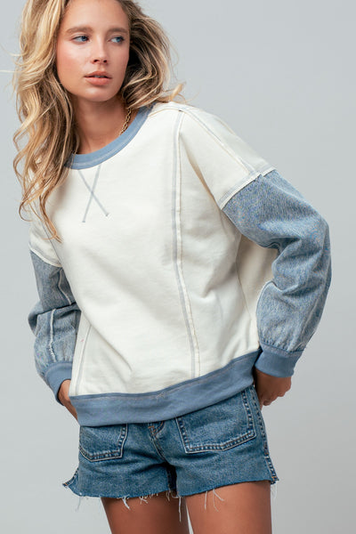 Dylan Mixed Knit Top