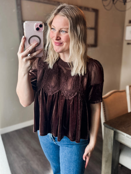 Cambri Velvet Babydoll Top
