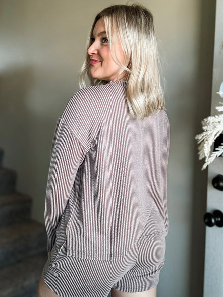 Stevie Ribbed Lounge Set - Mocha