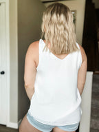 Ocean Avenue V Neck Tank Top - Off White