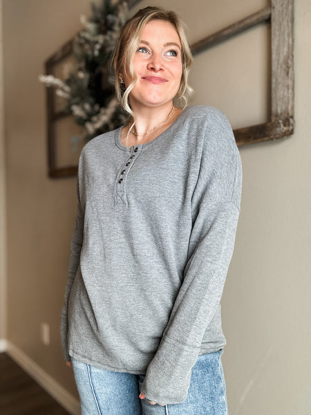 PREORDER Nyx Waffle Knit Button Top