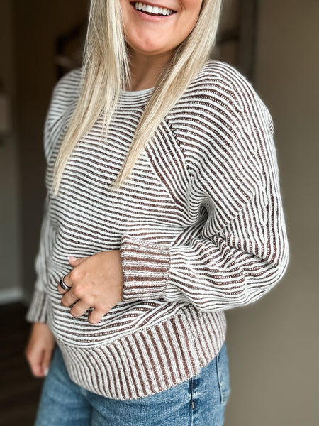 Cozy Chalet Striped Sweater - SIZE MEDIUM