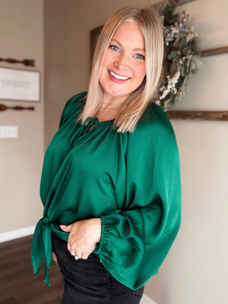 Evette Satin Front Tie Top