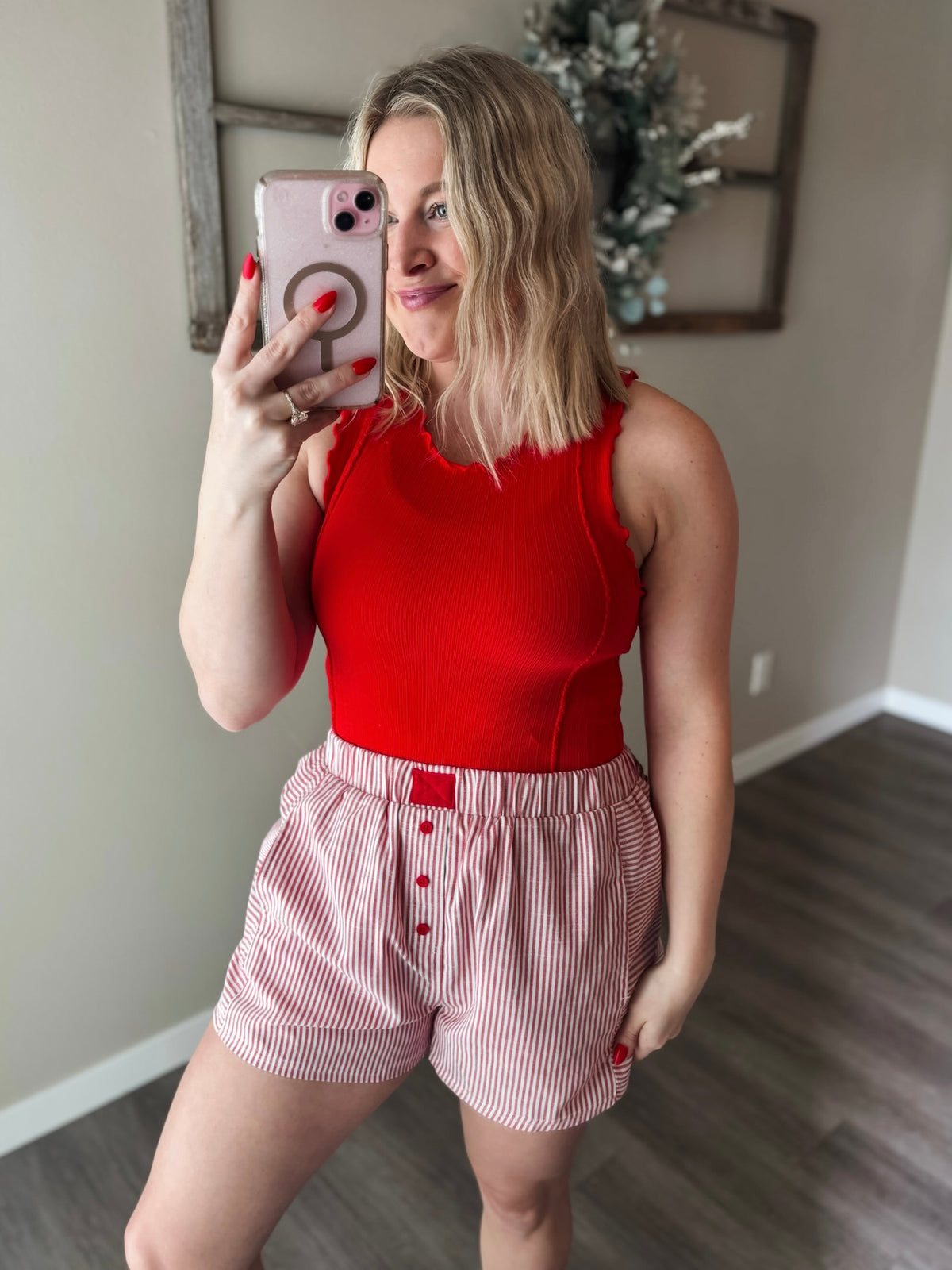 Camdyn Ribbed Tank Top - Red
