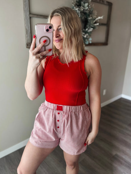 Camdyn Ribbed Tank Top - Red
