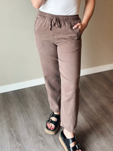 Avery Tapered Tencel Pant - Cocoa - SIZE SMALL