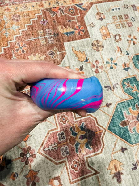 Tie Dye Stress Cube Squishy -  Blue/Pink