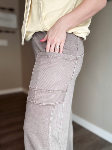 Laela French Terry Cargo Pant - Mocha