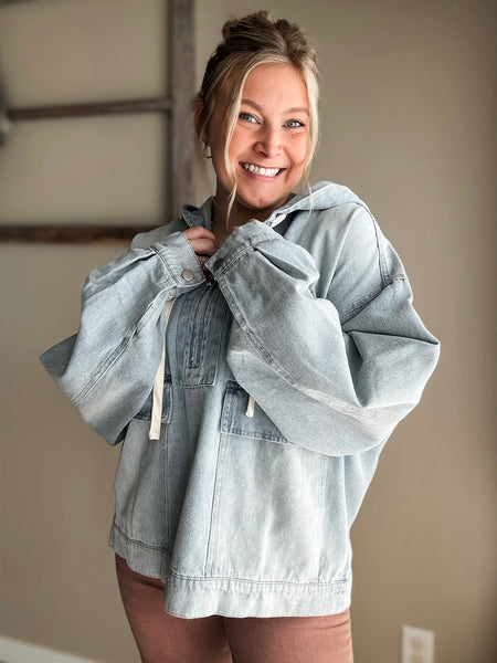 Craving Comfort Mineral Washed Denim Hoodie