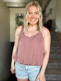 Zaria Billowy Strap Accent Tank - Mauve