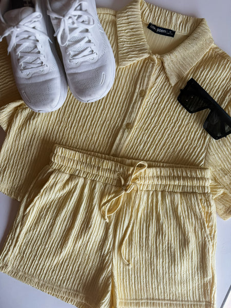Del Mar Crinkle Loungewear Set - Yellow