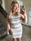 Striped Knit Sleeveless Mini Dress