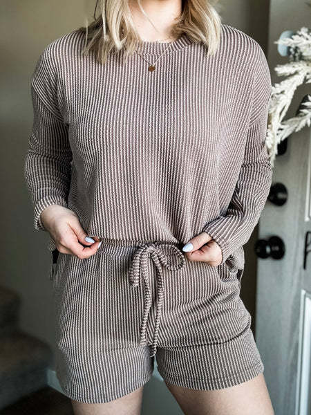 Stevie Ribbed Lounge Set - Mocha