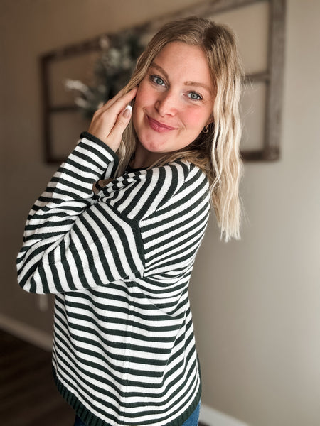 PREORDER Lyra Stripe Henley Sweater