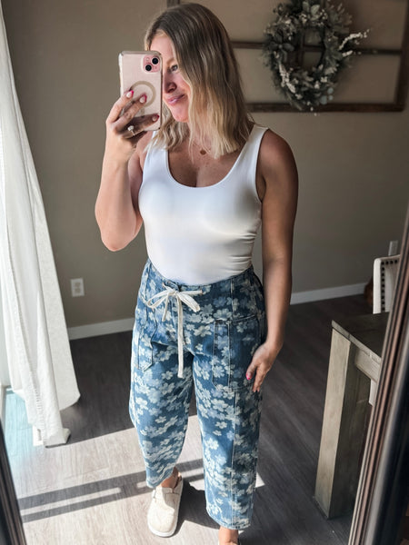 PREORDER Verbena Floral Barrel Jean