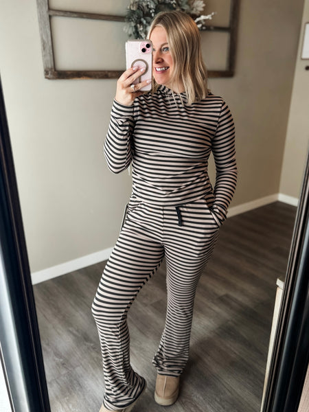 Megan Stripe Lounge Set - Black