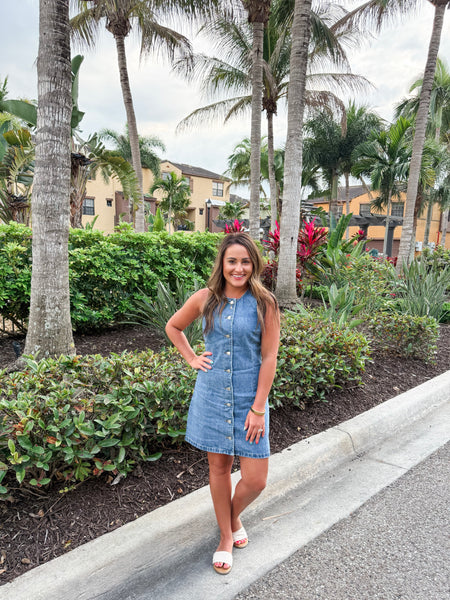Kenedi Button Front Denim Dress