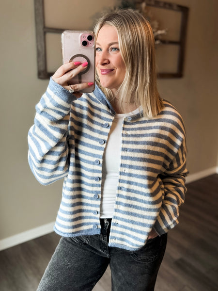 Ocean Mist Stripe Cardigan