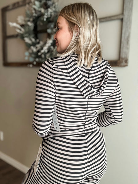 Megan Stripe Lounge Set - Black