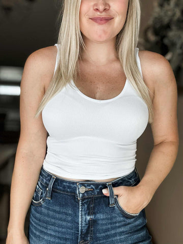 Elyse One Size Crop Tank - White