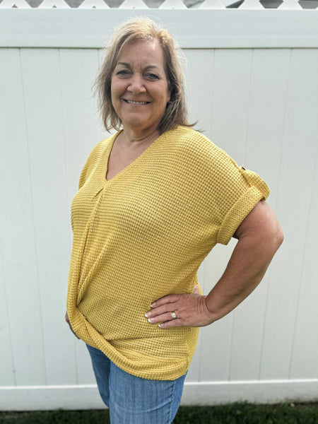 PLUS Alma Waffle Knit Top