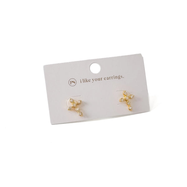 Diamond Cross Stud Earrings