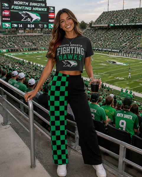 PREORDER Spiritwear Checkered Split Leg Bottom - UND FIGHTING HAWKS