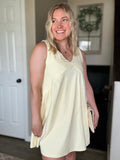 Sleeveless V Neck Mini Dress - Yellow