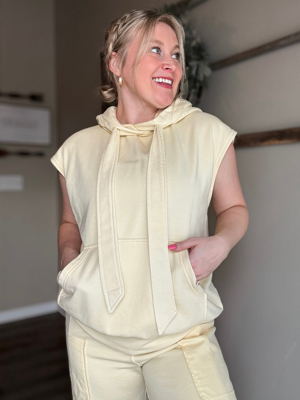 Vaela French Terry Sleeveless Hoodie