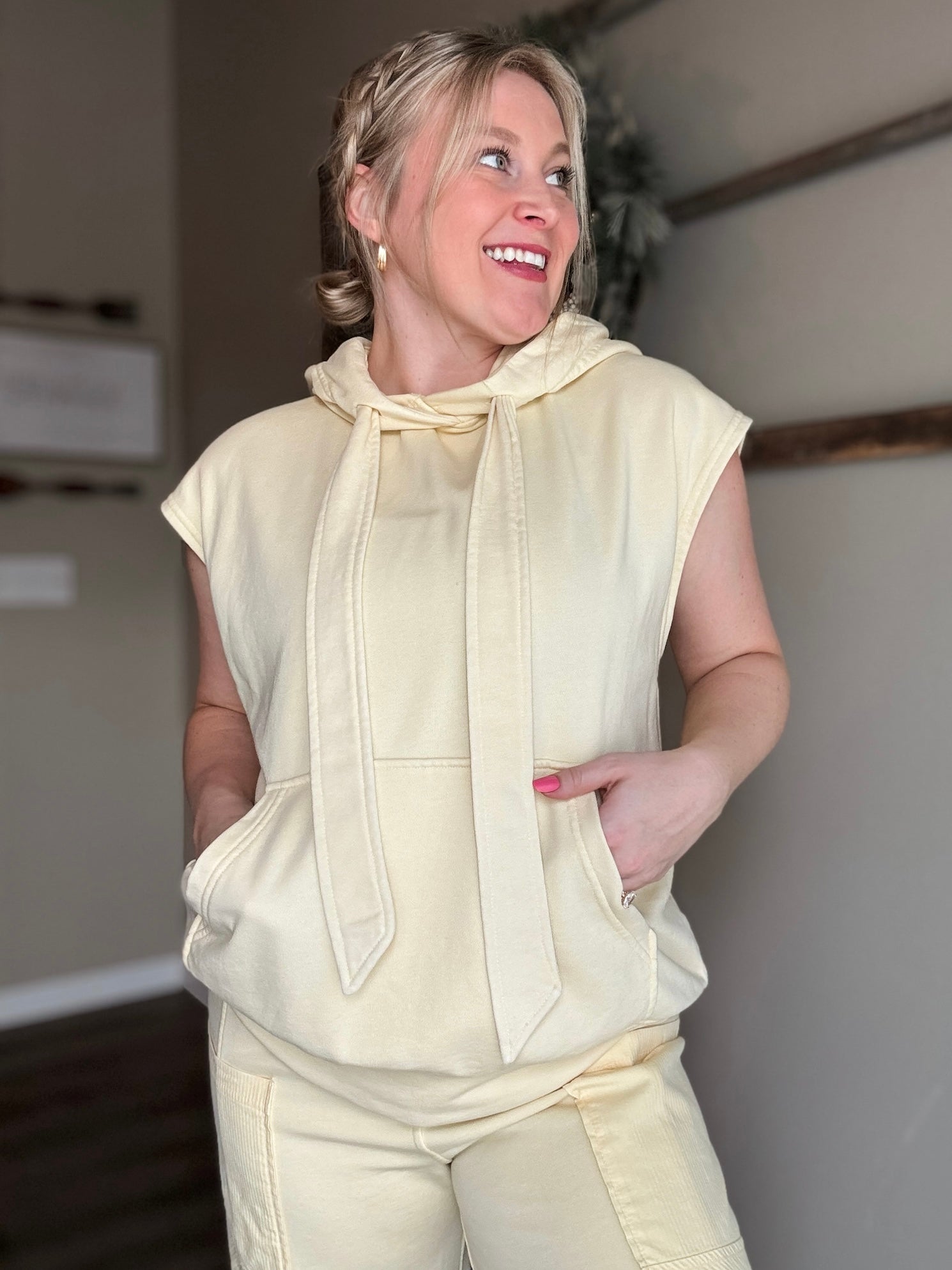 Vaela French Terry Sleeveless Hoodie