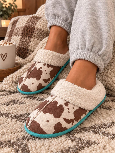 Western Girl Cow Print Slipper