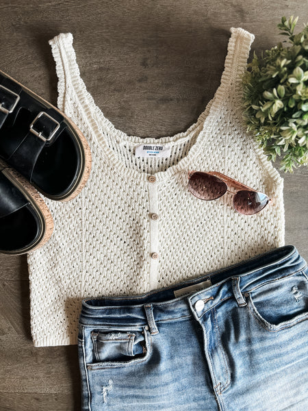 Torrie Crochet Button Tank