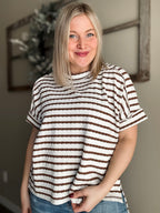 Sollie Striped Boxy Top - Brown - SIZE L/XL