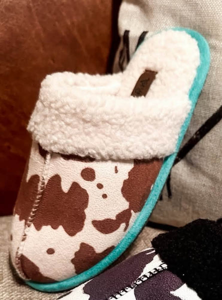 Western Girl Cow Print Slipper
