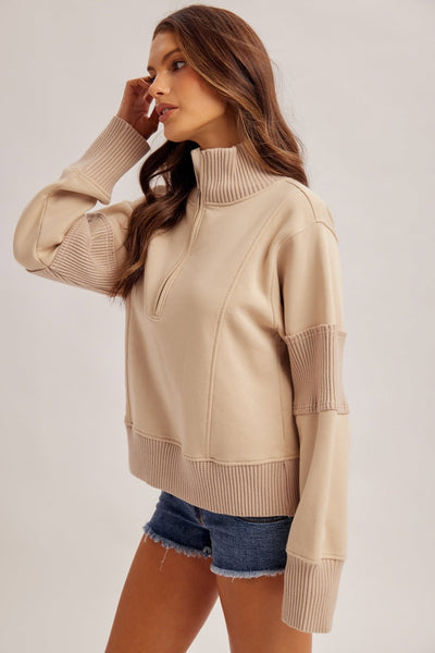 Nola Half Zip Pullover - Sand