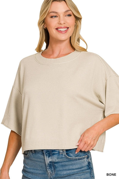 Vita Mock Neck Boxy Sweater - Bone
