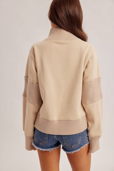 Nola Half Zip Pullover - Sand