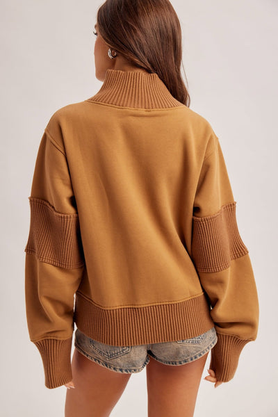Nola Half Zip Pullover - Sepia