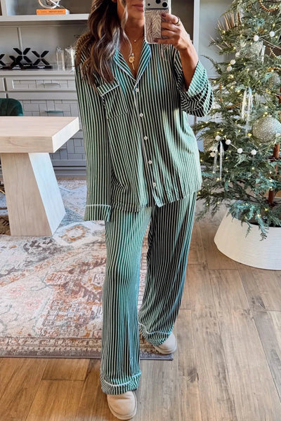 PREORDER Evergreen Stripe Pajama Set