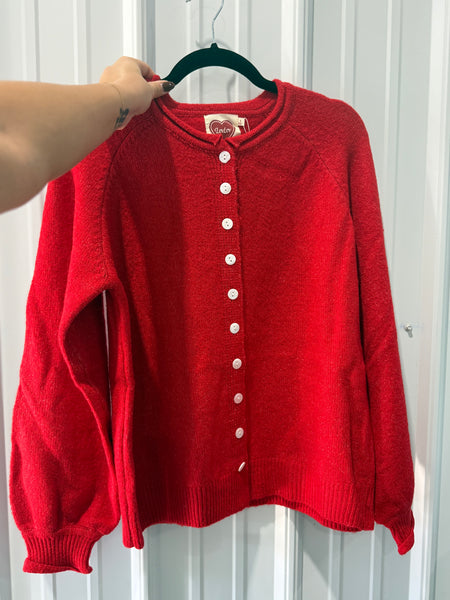 Roselle Button Front Cardigan - Red