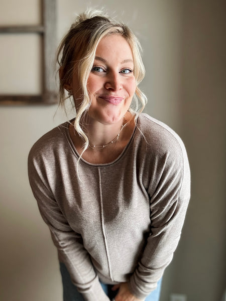 Callen Front Seam Sweater - Ash Mocha