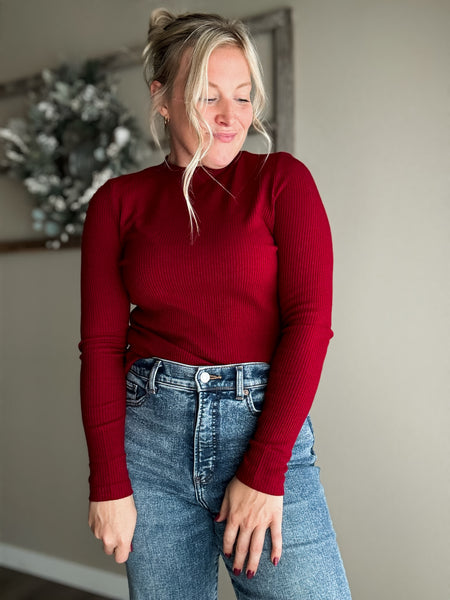 Giselle Sparkle Ribbed Knit Top - SIZE LARGE