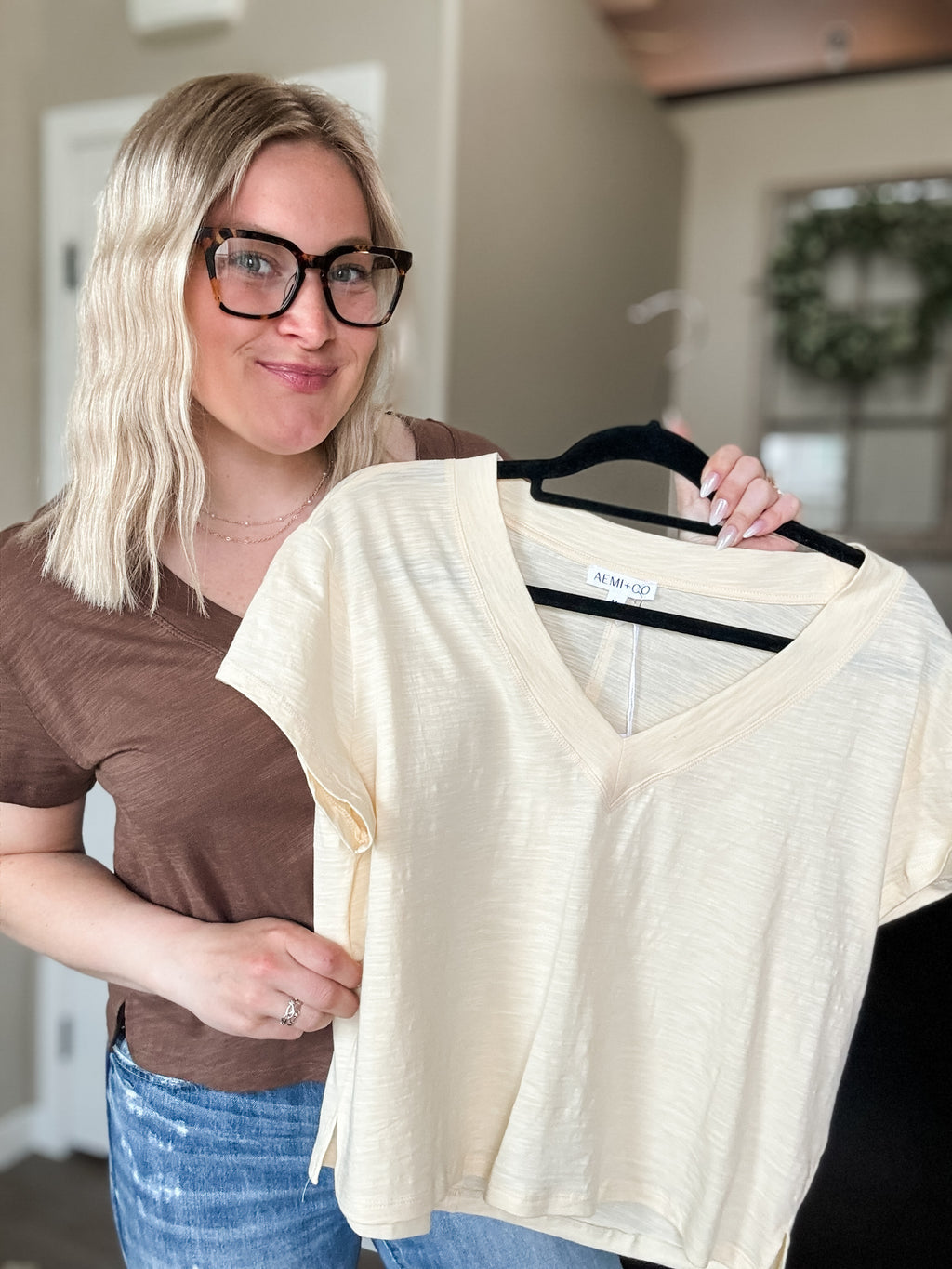Matilda V Neck Tee - Butter
