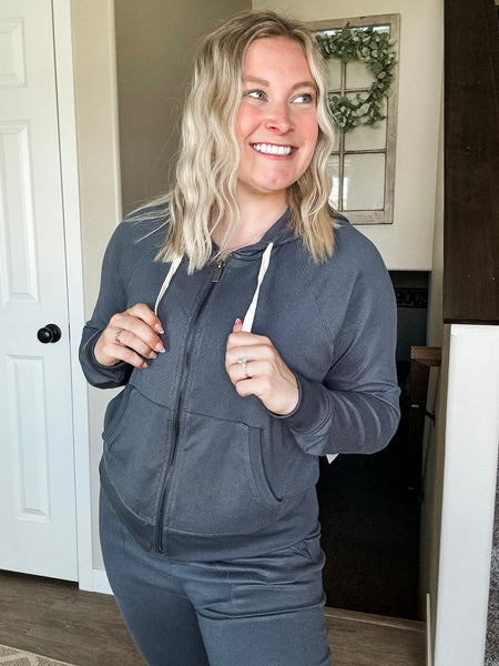 Skye Hacci Lounge Zip Jacket - Ash Grey