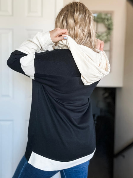 PREORDER Kaelyn Contrast Button Up Hoodie